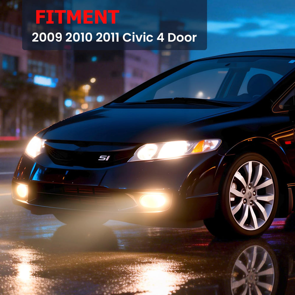 Boxlight fog light assembly on Honda Civic front-left improves wet weather clarity