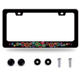 BRAGHRTED colorful hippie flowers license plate frame in stainless steel for everyday use