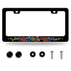 BRAGHRTED colorful hippie flowers license plate frame in stainless steel for everyday use