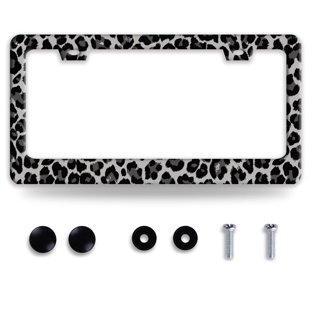 BRAGHRTED leopard-print license frame, front view, stylish and bold for daytime driving