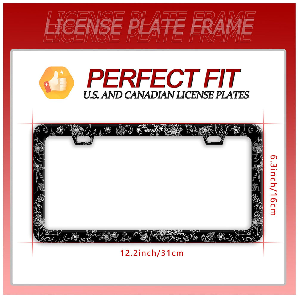 BRAGHRTED Line Art Flowers frame fits standard US/CA plates securely without rattling.