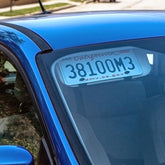 BrainExploder sun visor license plate mount front view for a clean, clutter-free look.
