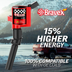 Bravex coils fitted on Ford F-250 engine for quicker throttle.