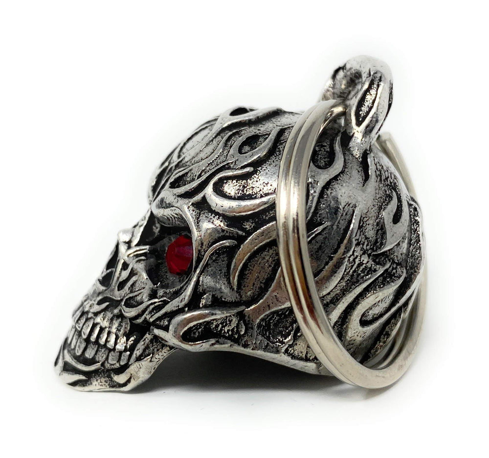 Bravo Bells Flame Skull Diamond Bell close-up highlighting craftsmanship