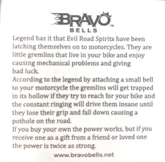 Front view of Bravo Bells on the bike, highlighting visibility.