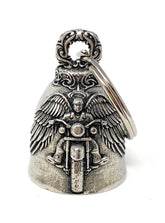 Bravo Bells close-up: USA-made lead-free pewter angel bell for road talisman.
