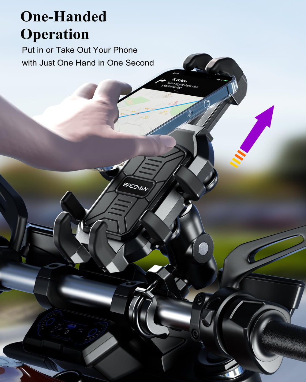 BRCOVAN phone mount enables 720-degree rotation for portrait or landscape.