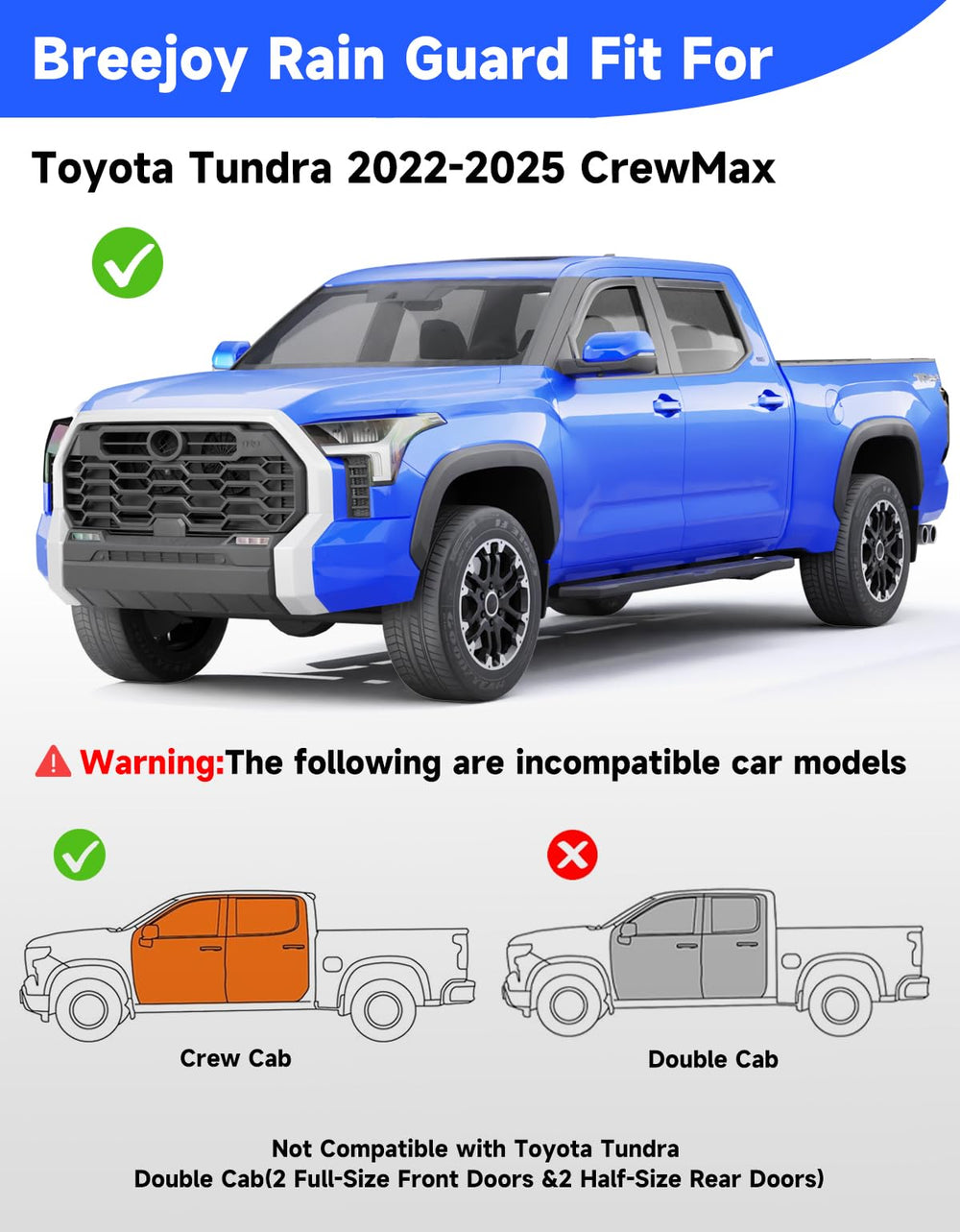 Breejoy rain guard installed on the window of a Tundra to shield interior from spray
