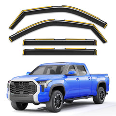 Breejoy rain guards on Toyota Tundra CrewMax side view improve airflow while blocking rain