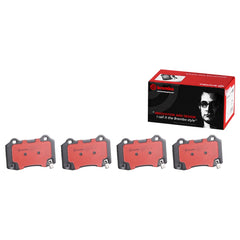 Brembo P11024N premium ceramic rear pads shown from an angle for detail view