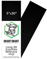 Bright Knight Decals black reflective helmet sticker 5x30 boosts night visibility for riders.
