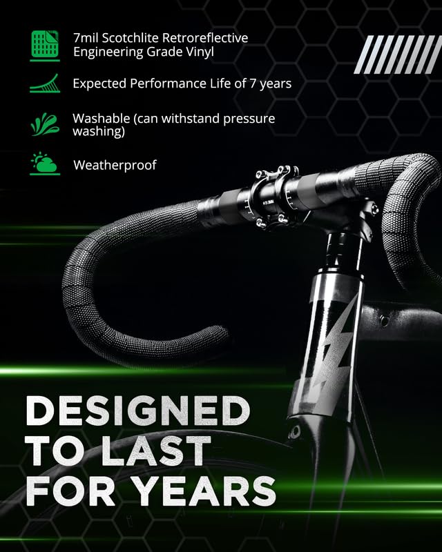 Bright Knight Decals waterproof adhesive mount for bikes and cars ensures durable reflectivity.