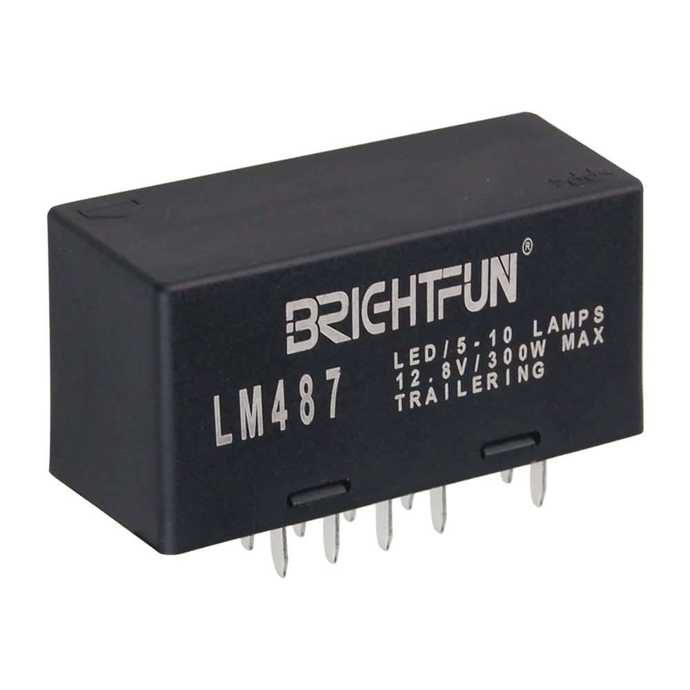 BrightFun LM487 relay front view showing a compact 10-pin design for reliable signaling