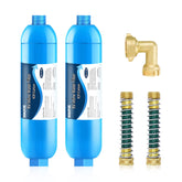 Bringpure RV inline filter with hose protector reduces chlorine for cleaner water