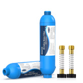 Bringpure RV inline water filter with hose protector for smoother RV water flow.