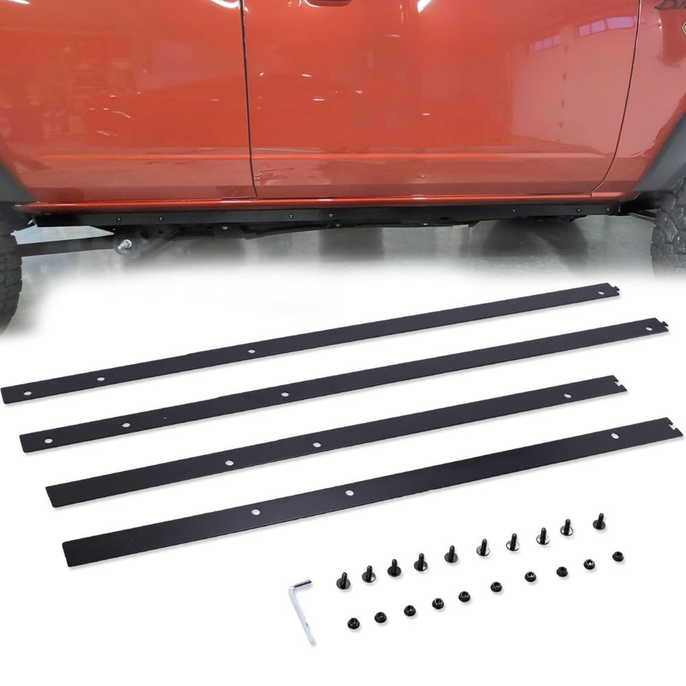 Broaddict pinch weld cover on Ford Bronco front hides welds and boosts rugged aesthetics.