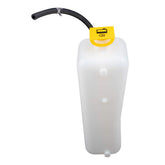 Brock coolant reservoir with cap and hose in Wrangler engine bay for reliable cooling.