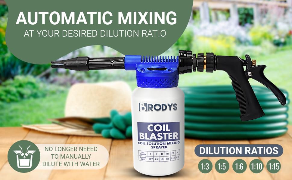 BRODYS Coil Blaster dilution ratios guide accurate mixing for various coil cleaners.