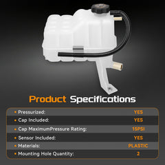 BRTEC coolant reservoir with cap and sensor for GMC Sierra and Yukon fits precisely.