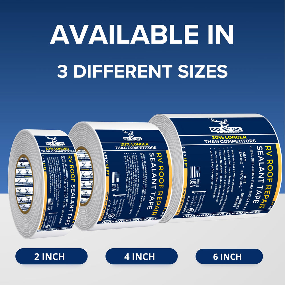 Buck RV Roof Sealant Tape universal material compatibility works on fiberglass aluminum and wood