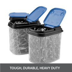 Buddeez tools-bits organizer bin neatly sorting hardware in a pantry-like setup