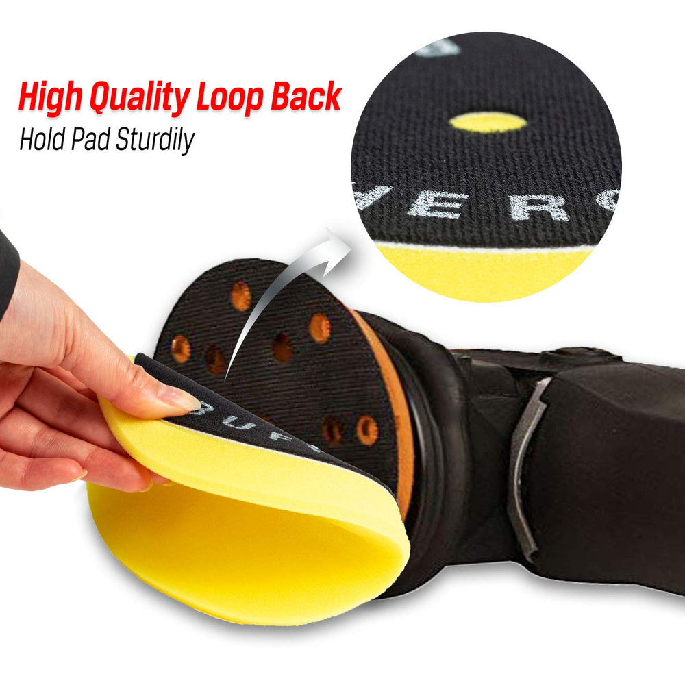 BUFFING HERO 6-inch black waxing pad for finishing.