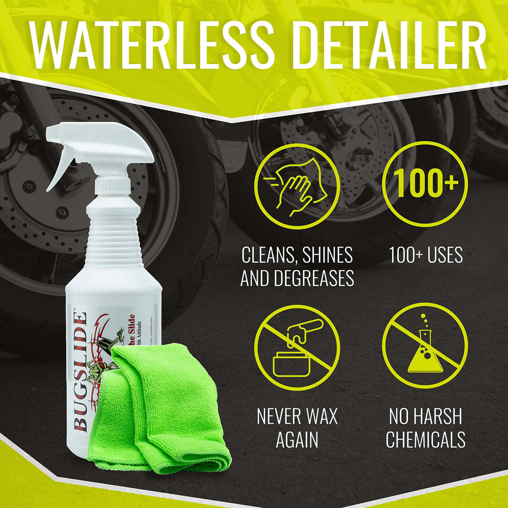 BugSlide glass chrome cleaning for streak-free shine on mirrors and trim.