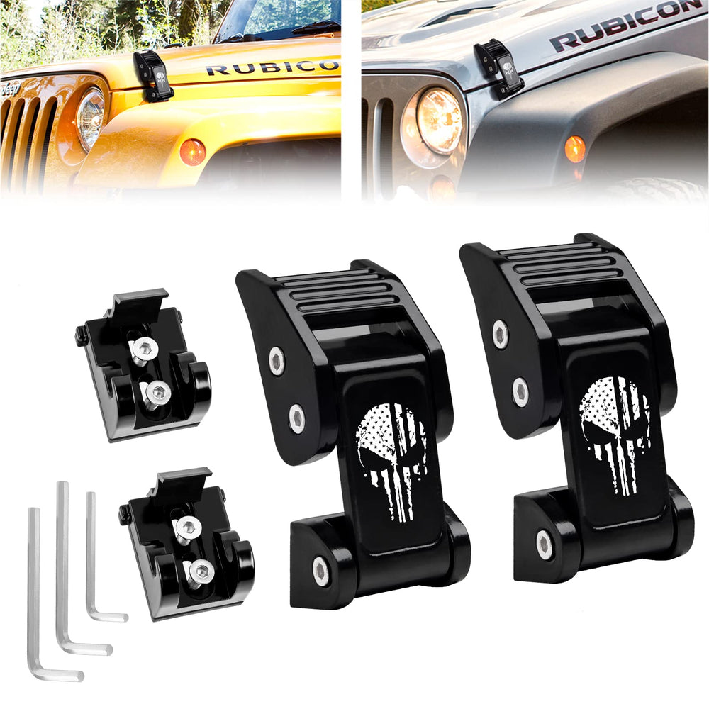 Buling aluminum hood latch kit for Jeep JK improves hood stability and feel.