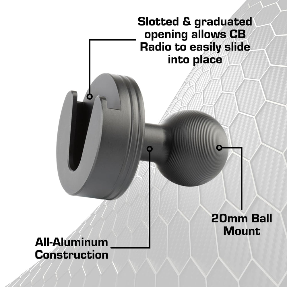Bulletpoint integrated 20mm ball allows seamless connection to mounting arms.