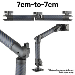 Bulletpoint locking arm center elbow enabling flexible reach and adjustment