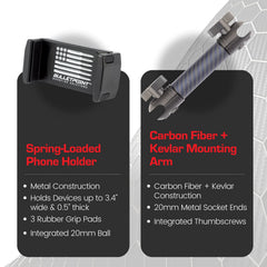 Bulletpoint RubiGrid AMPS-compatible mount enables flexible device placement across the dashboard