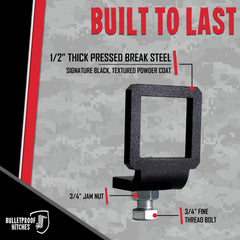 BulletProof Hitches clamp installed in receiver showing reduced movement during towing
