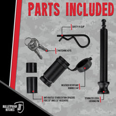 Anti-rattle spacer stabilizes 2-inch and 2.5-inch hitch receivers