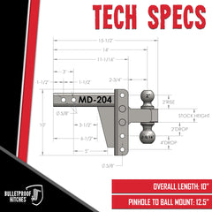 BulletProof Hitches powder-coated finish guards against corrosion in rugged conditions.