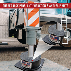 BullKE shock-absorbent rubber pad dampens vibrations under heavy vehicles.