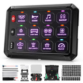 Bumbee RGB 12-gang panel front view for easy vehicle control access.