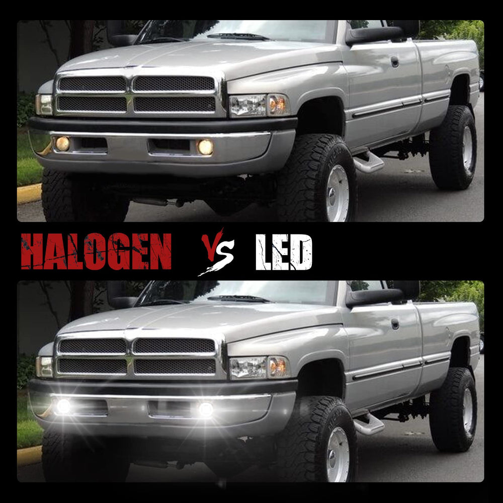 BUNKER INDUST Dodge Ram LED fog lights clear lens for sharp illumination.