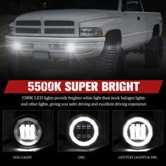 BUNKER INDUST Dodge Ram LED fog lights with DRL for daytime visibility.