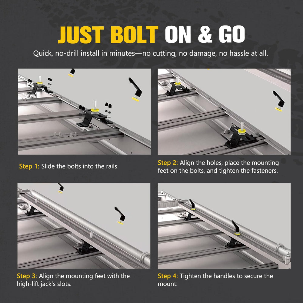 BUNKER INDUST off-road ready system keeps jack within easy reach.
