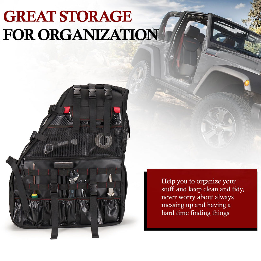 Bunker Indust roll bar bag contents organized shows modular pockets