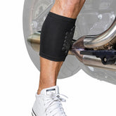 BurnJacket Original calf-guard under pants to shield skin from heat during rides