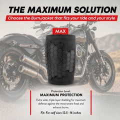 BurnJacket Pro calf-guard under pants for flexible riding protection