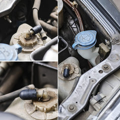 Busy-Corner flexible nitrile caps demonstrating tight seals on hoses