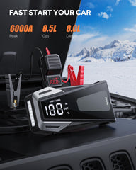 BuTure VAC 6000A jump starter side view showing powerful performance