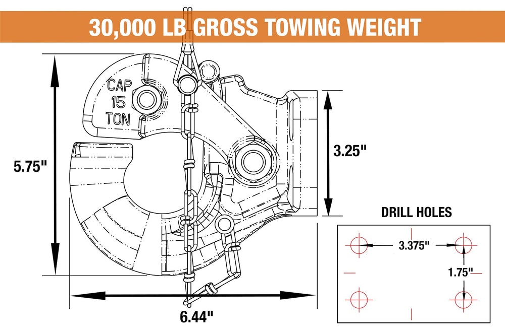 Spring mechanism on the 10040 pintle hook ensures firm connection for tough jobs
