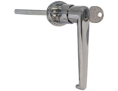 Buyers Products B2394L L-Type locking door handle offers secure, four-position locking and 360° rotation for trailer doors; chrome-plated.