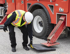 Non-slip design helps stabilize trailers and campers on uneven ground