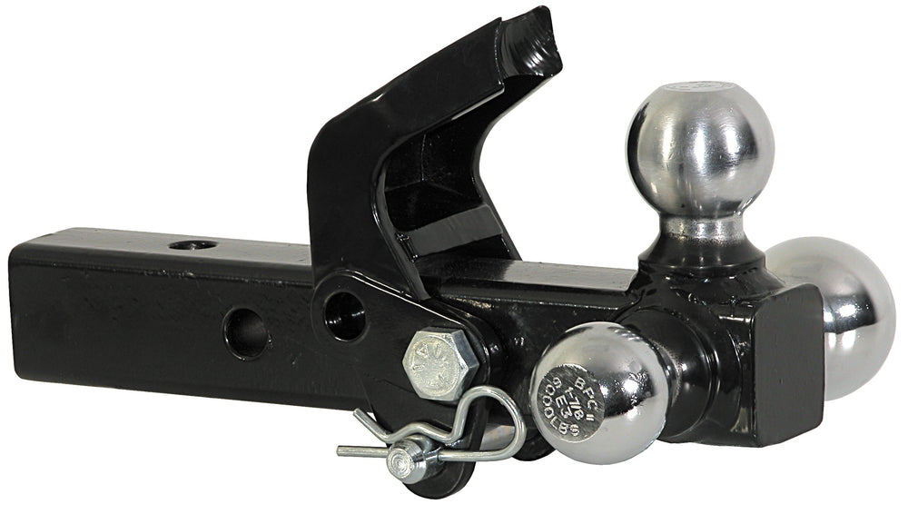 Close-up of 1-7/8 inch ball on Buy ers Products hitch enabling up to 6,000 lb capacity.