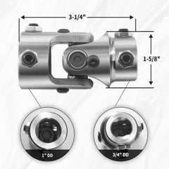 BUYMACHINERYPARTS chrome steering universal joint provides durable chrome finish for reliable machinery.