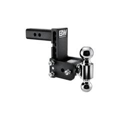 BW Tow & Stow ball mount in angled view showing adjustable height for level towing.